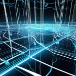 **Data Lake Visualization:** A futuristic data lake represented as a shimmering, interconnected network of data streams flowing into a central repository. Emphasize the integration of various data types (structured, unstructured) and connections to business analytics tools with a clean, modern aesthetic.
