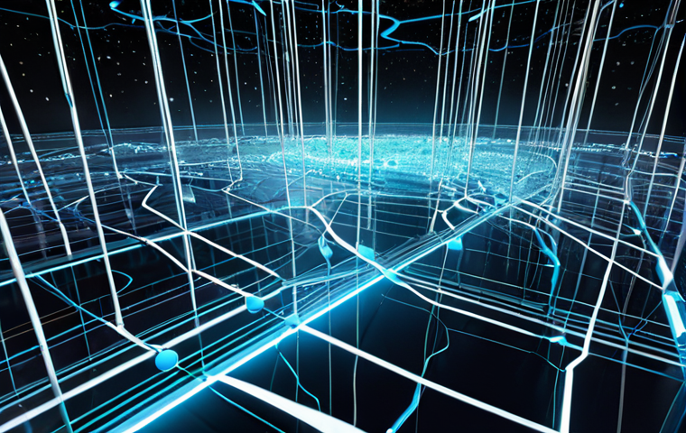 **Data Lake Visualization:** A futuristic data lake represented as a shimmering, interconnected network of data streams flowing into a central repository. Emphasize the integration of various data types (structured, unstructured) and connections to business analytics tools with a clean, modern aesthetic.