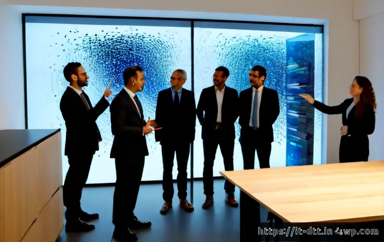 엔터프라이즈 데이터 레이크 설계 전략 - Photorealistic enterprise data lake strategy meeting in a modern Milan office, diverse Italian data ...